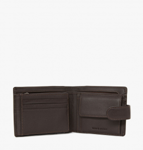 Leather Wallet with Coin Pocket and Tab