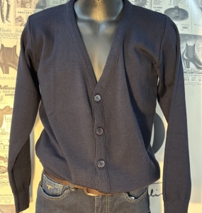 Interknit Men’s Merino Wool Avoca V Neck Cardigan (Navy)